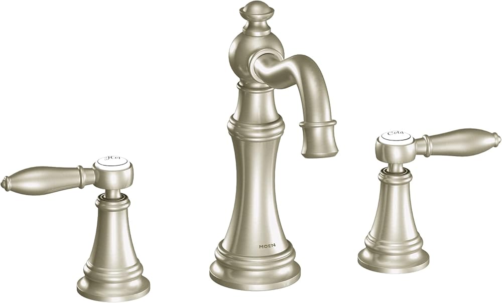 Moen TS42108BN Weymouth Two-Handle High Arc Bathroom Faucet Trim Kit, Valve Required, Brushed Nickel