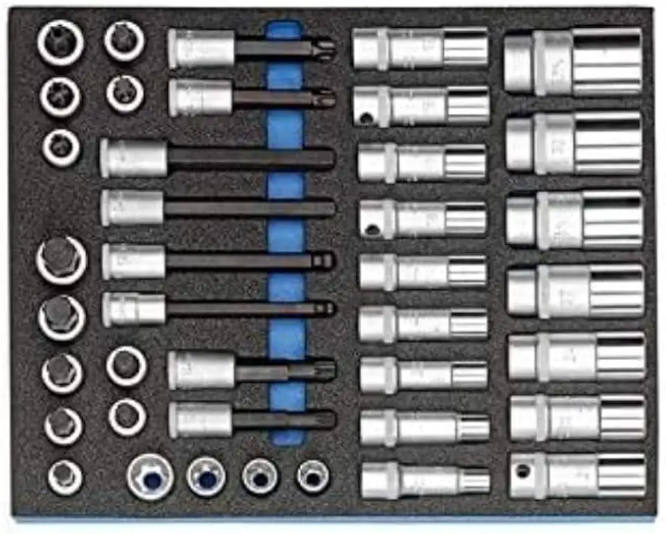 GEDORE 2005 CT2-D 19L Socket Spanner Set 1/2 Inch in Check Tool Module 40 Pieces, Colour, Size