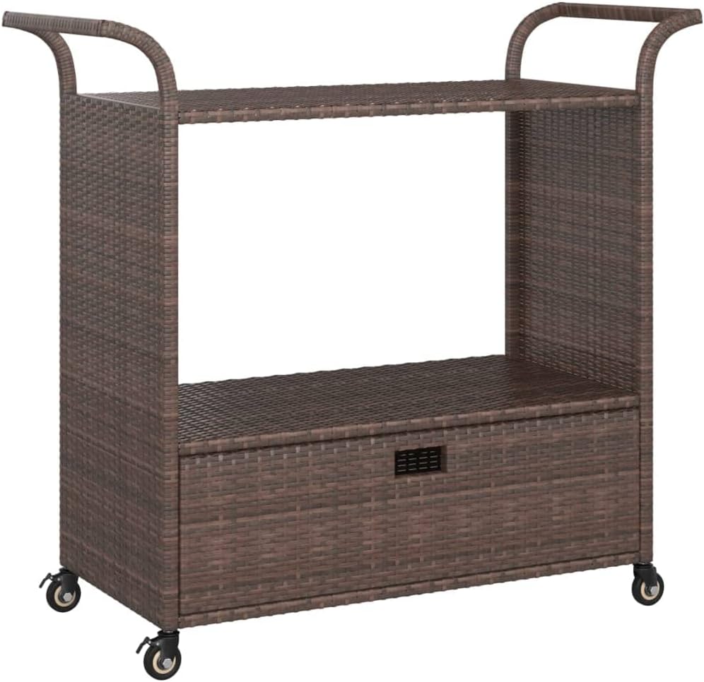 Furniking Bar Cart with Drawer Brown 39.4