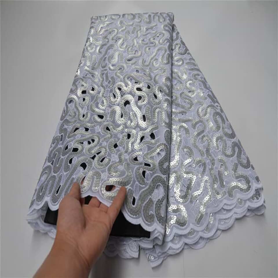 5 Yards Arrival African Double Lace Fabric with Stones Fashion French Sequins Lace Fabric for Wedding Dress OLP-877
