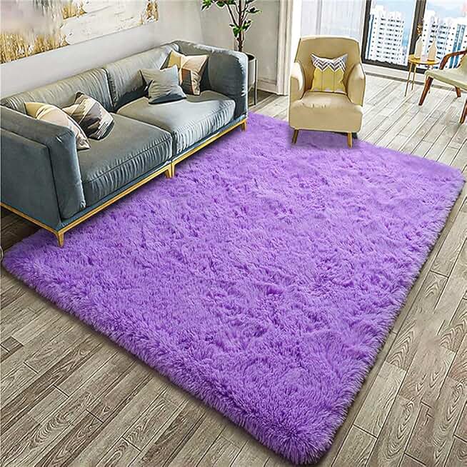 Fluffy Soft Room Carpet Anti-Skid Large Fuzzy Rugs Modern Indoor Home Living Room Carpet Bedroom Rug,Purple,200cm x 300cm