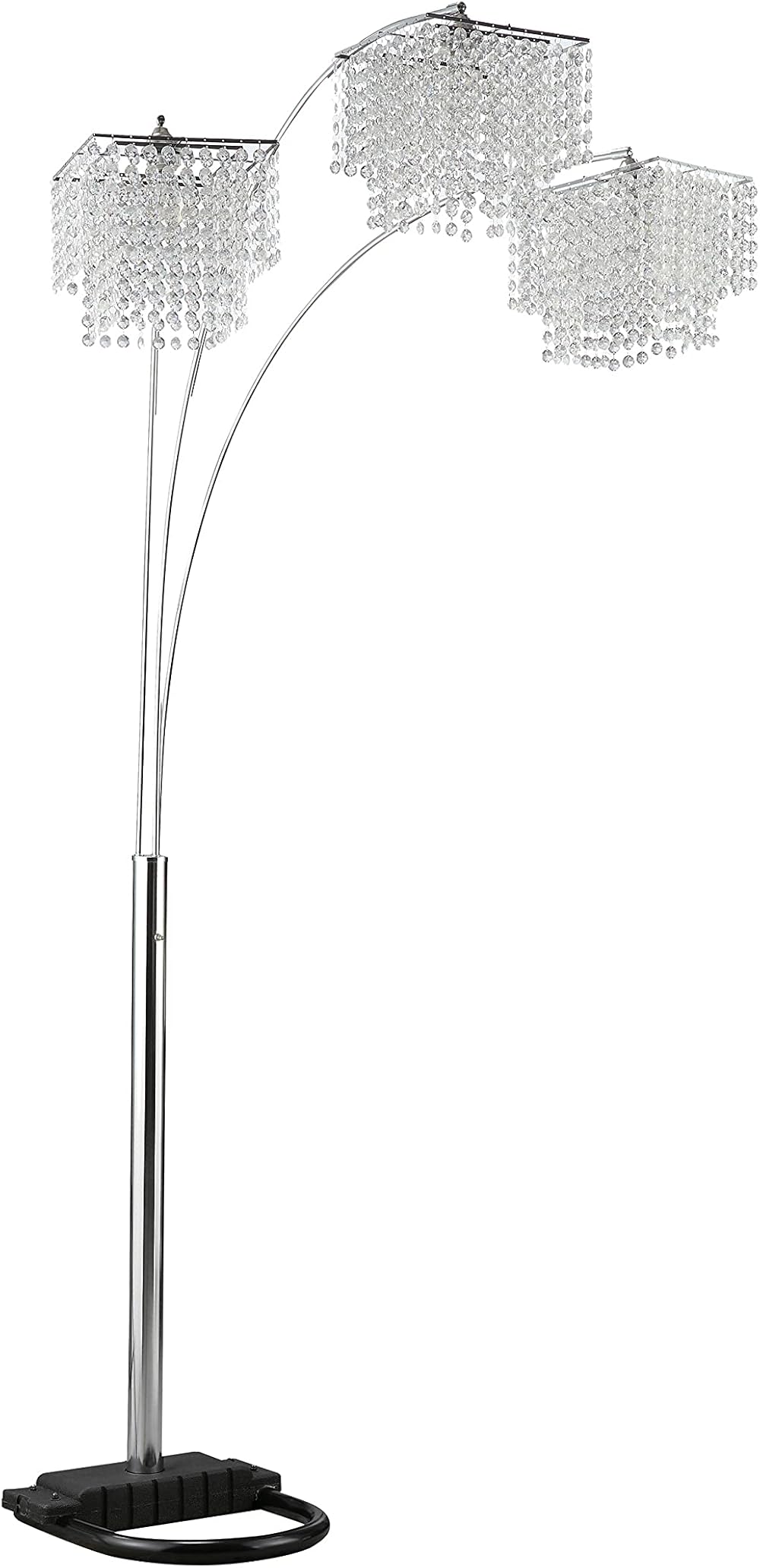 Coaster Home Furnishings Miriam Modern Glam 3-Light Hanging Crystal Drop Shade Arc Floor Lamp Chrome 901484