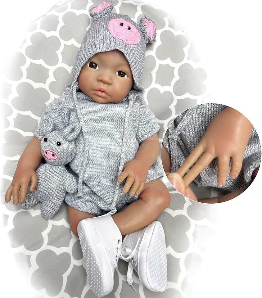 OtardDolls 18 Inch Dark Skin Reborn Baby Dolls Full Silicone Feeling Real Life Girl Doll 3D Painted Original Washable Realistic Newborn Baby Dolls Toy for for Kids Children Gifts