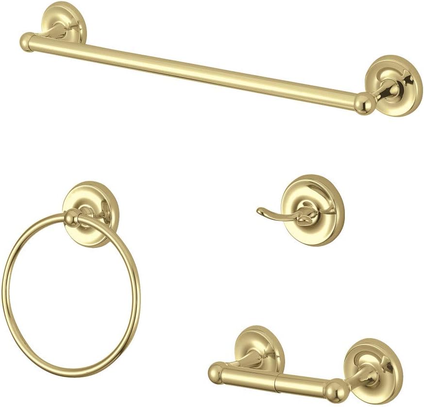 Kingston Brass BAK312478PB Victorian 4-Piece Bathroom Accessory Set, Polished Brass