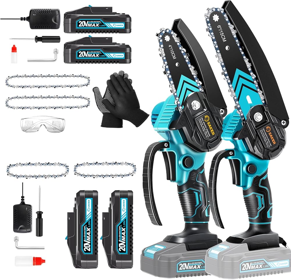 Saker Mini Chainsaw,6 Inch Portable Electric Chainsaw Cordless and Saker Mini Chainsaw,Portable Electric Cordless Chainsaw