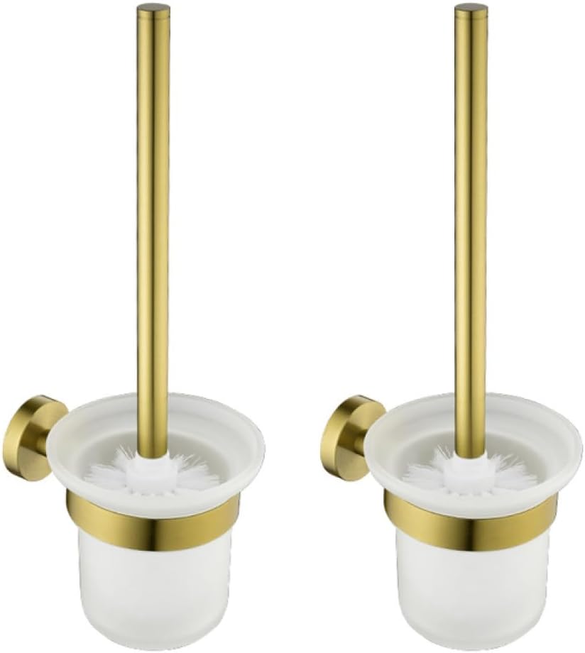 Bathroom Accessories Set Toilet Brush Holder Tissue Paper Holder Bathroom Hardware Brushed Gold Color,2pcs Toilet Holder
