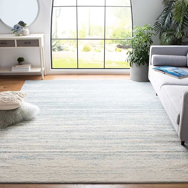 SAFAVIEH Adirondack Collection Area Rug - 10' x 14', Slate & Cream, Modern Ombre Design, Non-Shedding & Easy Care, Ideal for High Traffic Areas in Living Room, Bedroom (ADR113T)