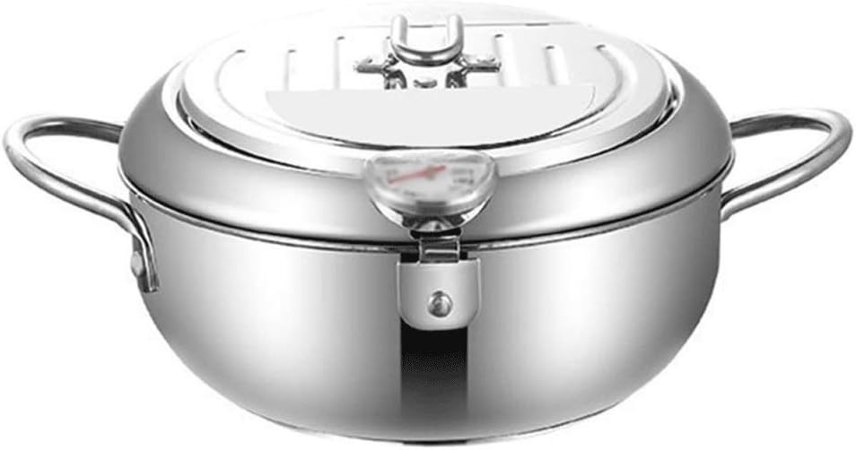 mdlian Stainless Steel Deep Fryer and Lid Household Fryer Pot for Kitchen Induction Cooker Cooking
