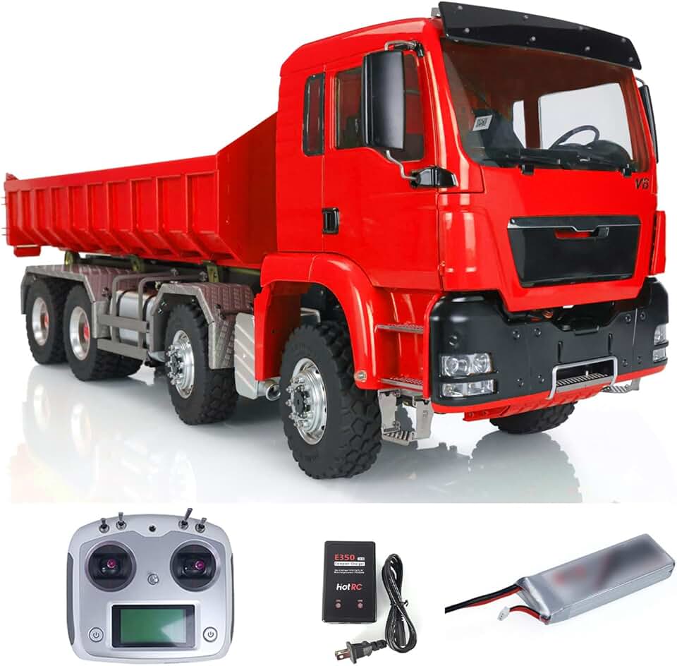 LESU 1/14 8x8 Hydraulic RC Full Dump Car Remote Control Roll On Tipper Trucks Shift Steering Servo Lock Differential Power ESC&Motor