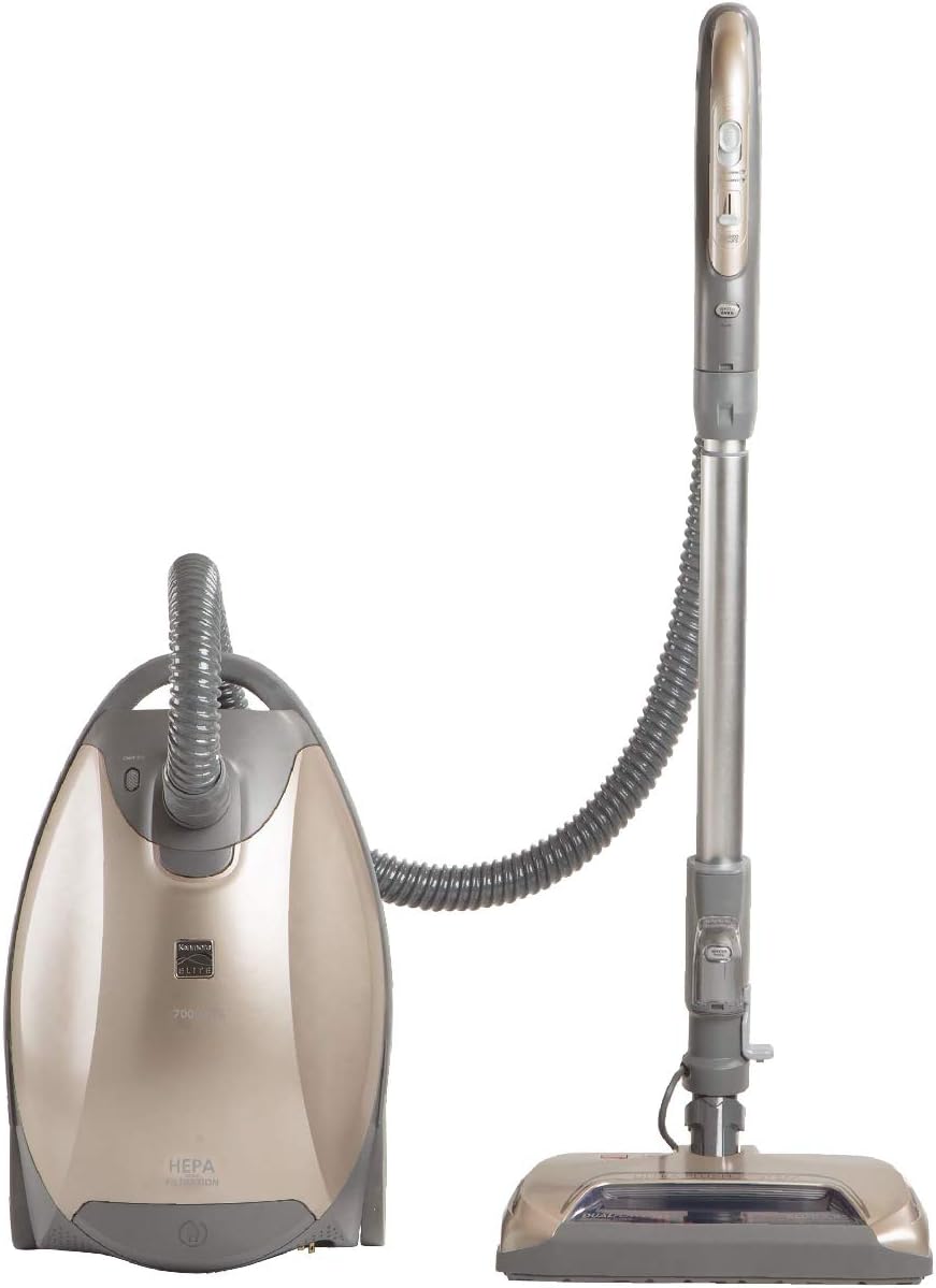 Kenmore 81714 bundle Ultra Plush Lightweight Bagged Canister Vacuum with Pet PowerMate, HEPA, Extended Telescoping Wand, Retractable Cord, and 3 Cleaning Tools, 700 series, Gold