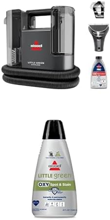 Bundle of BISSELL® Little Green® Cordless Multi-Purpose Portable Deep Carpet and Upholstery Cleaner, Car and Auto Detailer + BISSELL® Little Green® Spot & Stain Formula for Portable Carpet Cleaners