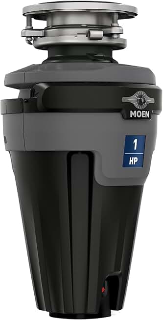 Moen Chef Series 1 HP Continuous Feed Lighted Garbage Disposal with Sound Reduction for Under Sink, Power Cord Included, EXL100C