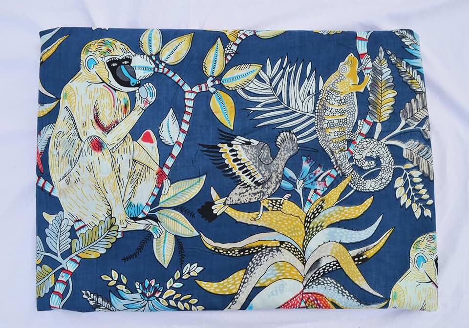Scrren Print Dressmaking by The Yard Fabric 100% Cotton Floral Print Fabric for Sewing Crafting Ethnic Running Natural Dye Sanganeri Indian Fabric by The Yard 520 (50 Yard pre Cut)