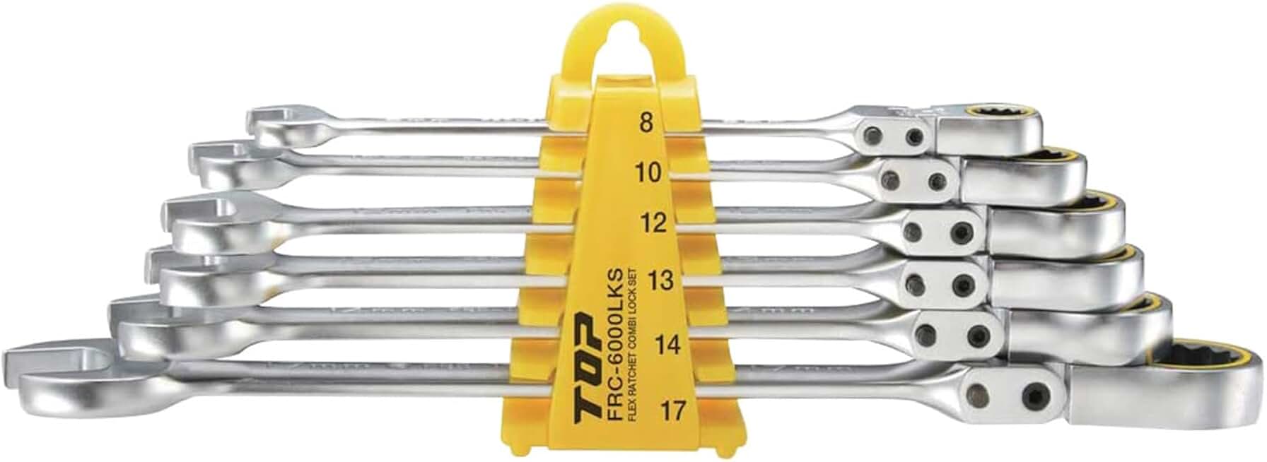 Top Industries FRC-6000LK Oscillating Lock Ratchet Combination Set, Set of 6, Holder Included, 180° Oscillation, 8-Level Locking Mechanism