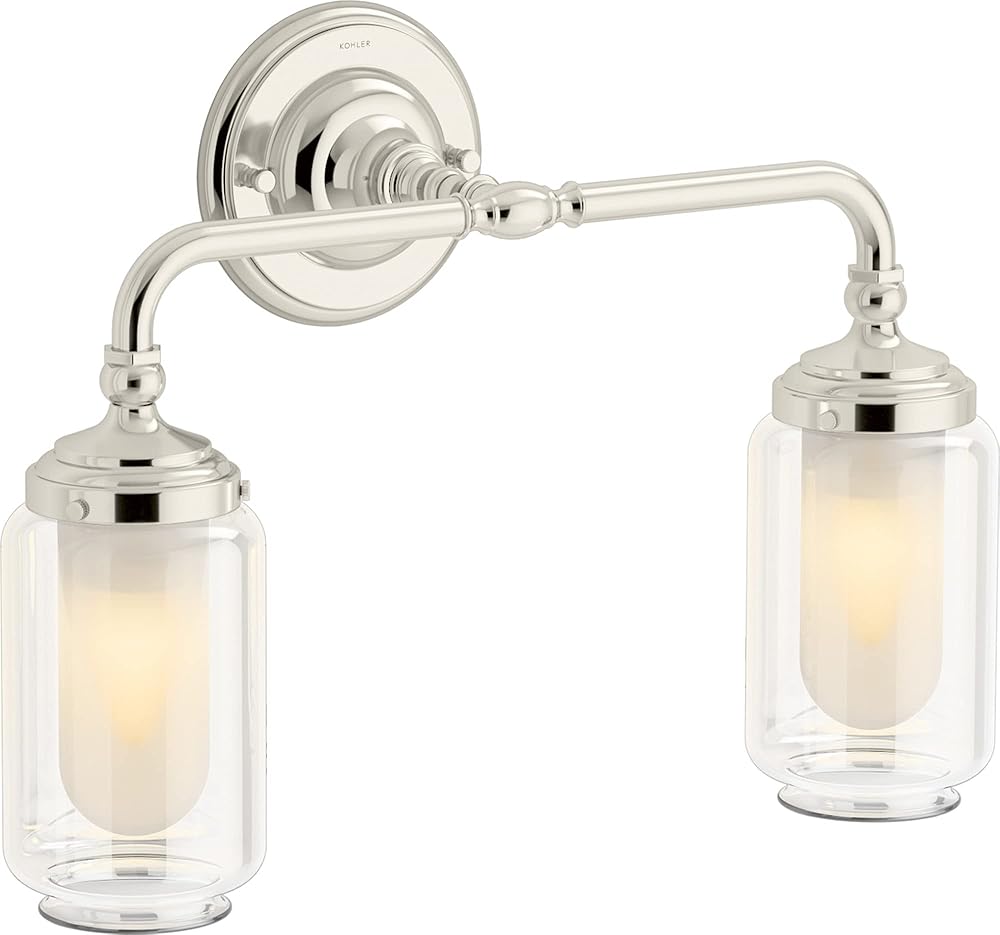 KOHLER Artifacts Bathroom Vanity Light Fixture, Wall Sconce Lighting, Downlight Only, UL Listed, 2 Light, Polished Nickel