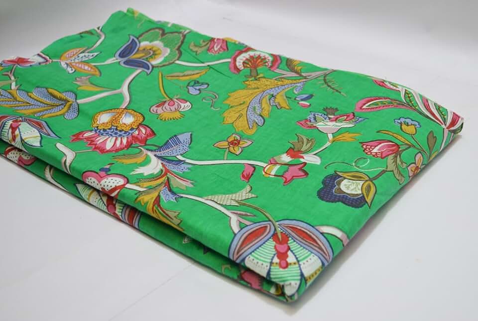 Scrren Print Dressmaking by The Yard Fabric 100% Cotton Floral Print Fabric for Sewing Crafting Ethnic Running Natural Dye Sanganeri Indian Fabric by The Yard 506 (50 Yard pre Cut)