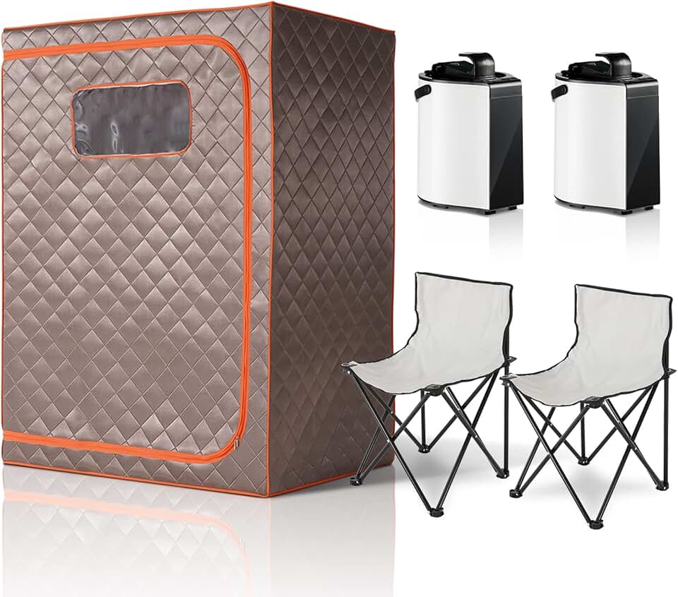 Portable Steam Sauna, 2 Person Sauna Tent, Newly Upgraded Large Space Sauna, Two Person Whole Body Spa, Includes 2 Pieces of 3L Steamer(47.28