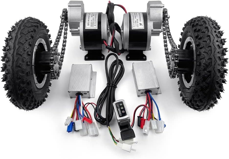 Dual Drive Electric Cart Conversion Kit Easy Carry 200kg 8 Inch Wheel Set for DIY Electrical Pull Barrow Trolley Capacity 400lbs