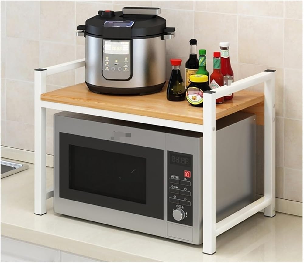 Microwave Stand Microwave Oven Rack Wood Microwave Oven Rack Steel Frame Kitchen Bakers Rack Storage Shelf Microwave Stand 2 Tier Kitchen Storage Rack Microwave Rack Microwave Oven Stand ( Color : B