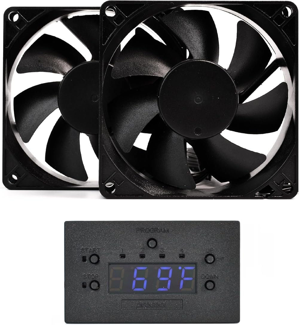 PROCOOL AVP-280T Silent AV Cabinet Cooling Fan System/Temperature Control with Auto Speed Control Fans/Home Entertainment AV Cooling/DIY Fan