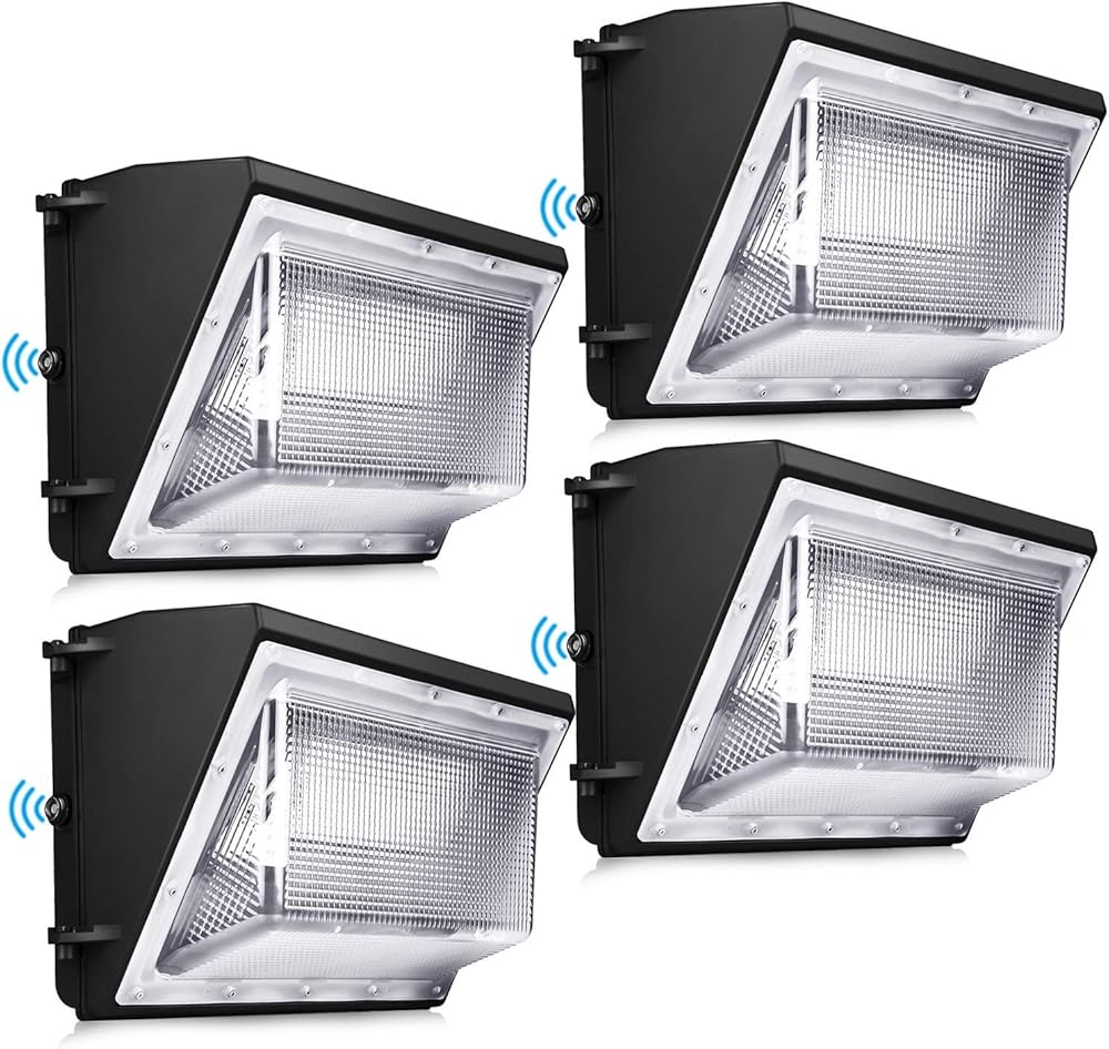 LEDMO 120W LED Wall Pack Light 4 Pack Dusk to Dawn with Photocell Outdoor Commercial Industrial Lights 840W HPS HID Equivalent 5000K Security Flood Lighting for Buildings,Warehouse, Parking Lots,Yard