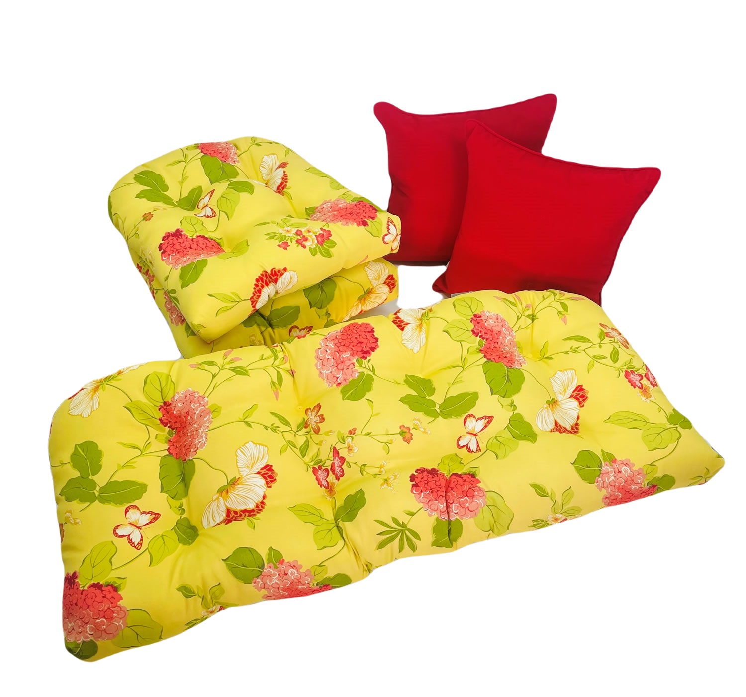 Pillow Perfect Outdoor Risa Lemonade Yellow 5 Piece Cushion Set