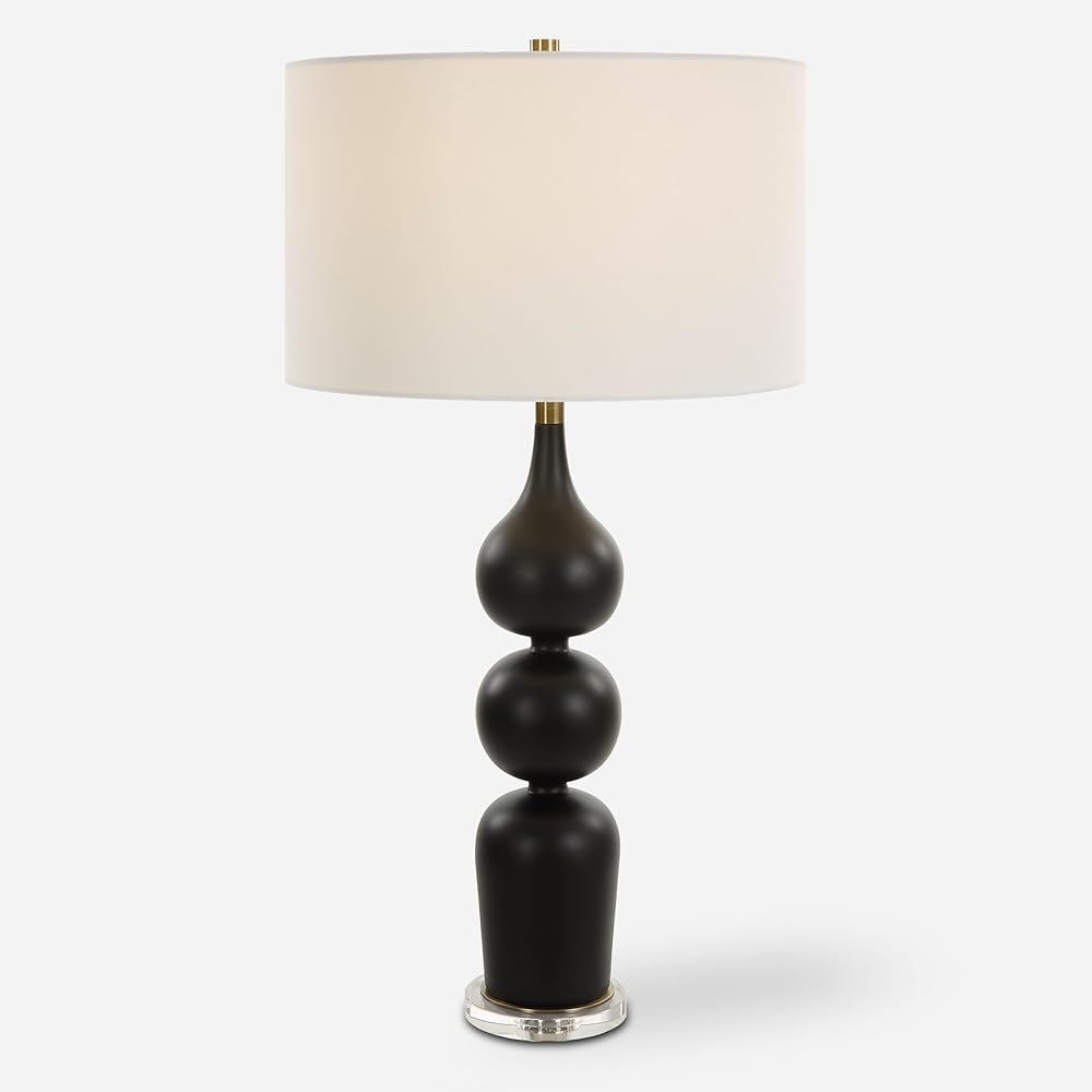 MY SWANKY HOME Curvy Matte Black Stacked Spheres Table Lamp 33 in Sleek Contemporary White