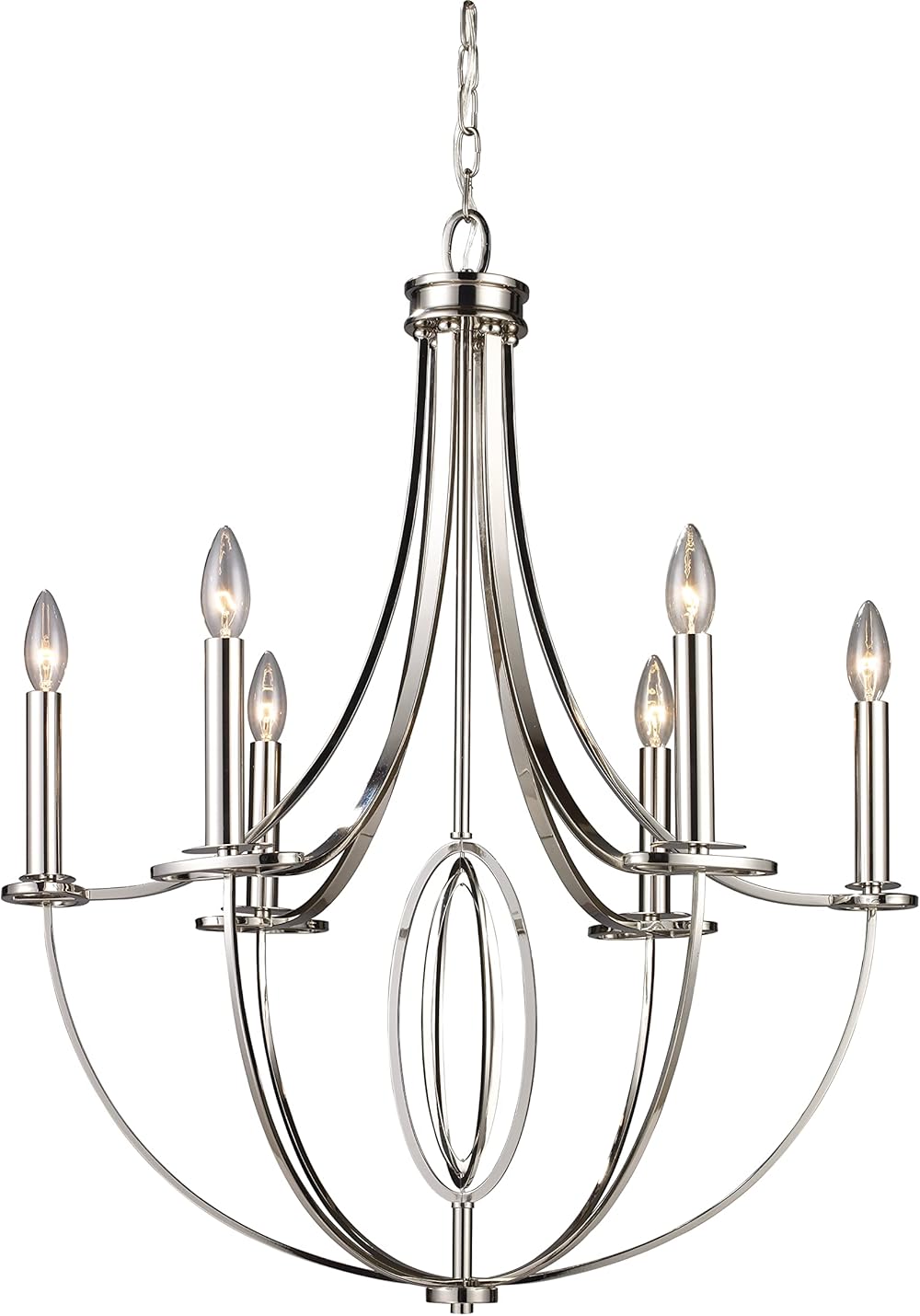 Dione 6-Light Chandelier - in Polished Nickel Finish, 25-Inch Wide, Transitional Style