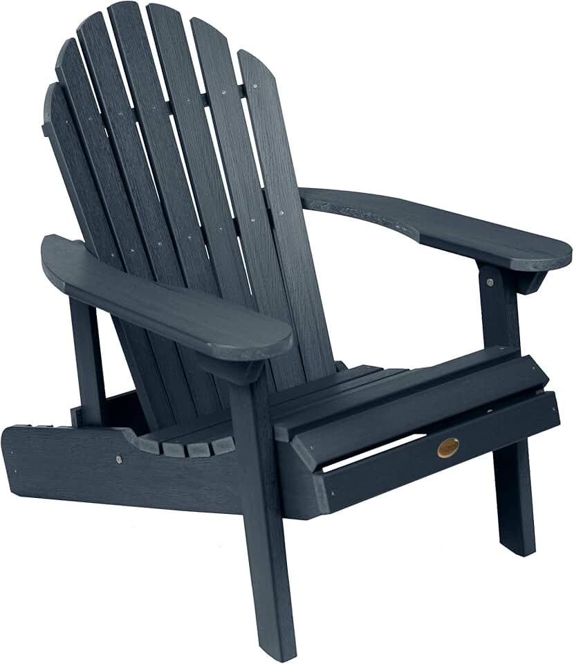 highwood Hamilton Made in The USA Folding and Reclining Adirondack Chair, Adult Size, Federal Blue