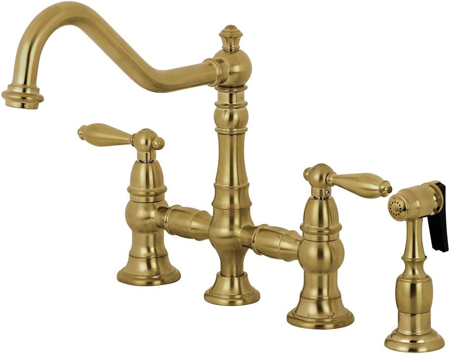 Kingston Brass KS3277ALBS Kitchen Faucet with Side Sprayer, Brushed Brass, 13.06 x 14.06 x 9.44
