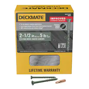 DECKMATE #9 x 2-1/2 in. Green Exterior Self-Starting Star Flat-Head Wood Deck Screws 5 lbs. box (325 pcs)