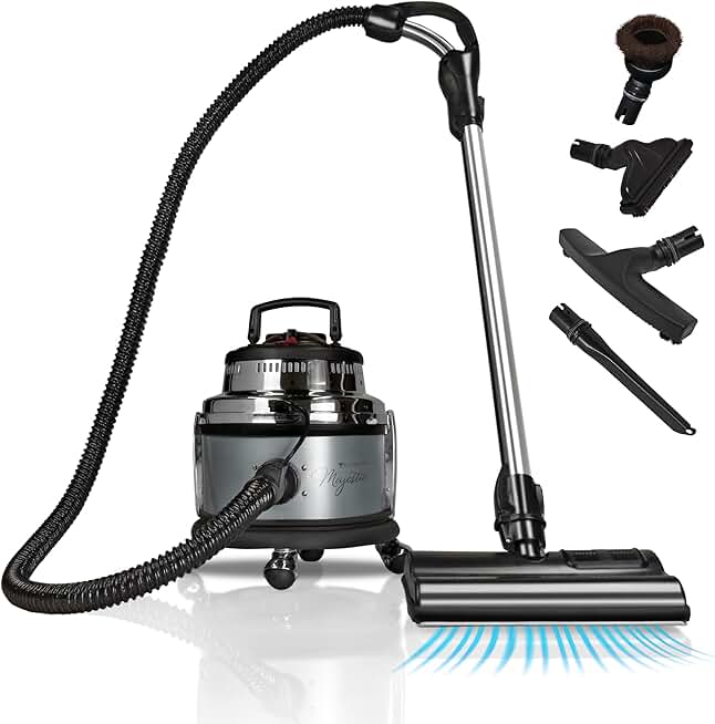 Filter Queen Majestic Surface Cleaner, Silver, Canister Vacuum with Bagless Cyclonic Action, The Ultimate All-in-One Cleaning Machine