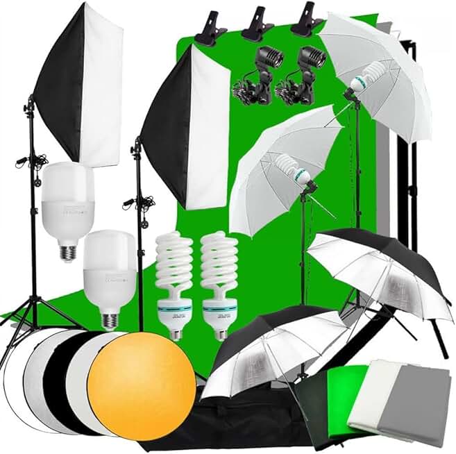 2 * 3m Background Support System Photo Studio Softbox Umbrella Continuous Lighting Kit Non-Woven Fabric Backdrop