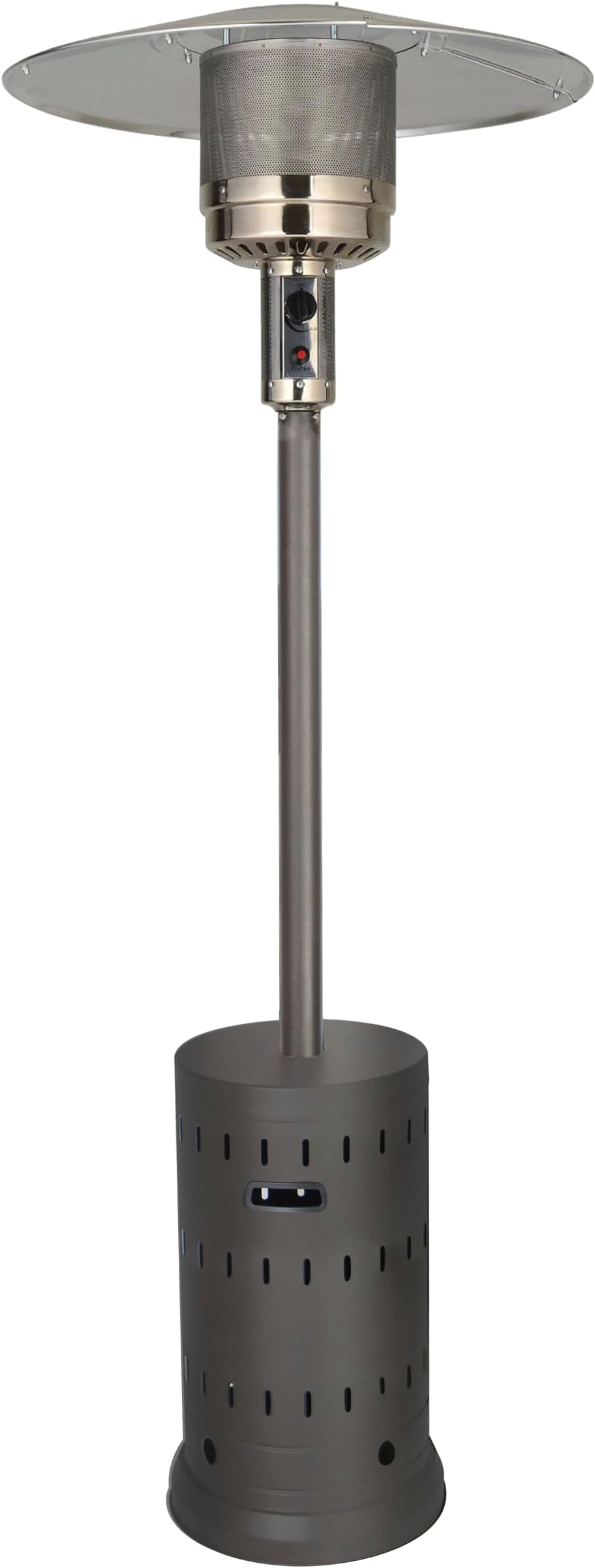 Golden Flame Outdoor Natural Gas Patio Heater | 45,000 BTU | XL-Series | Anti-Tilt and Safety Shut-Off | Residential and Commercial | Includes Drink Table and Wheels | Matte Mocha