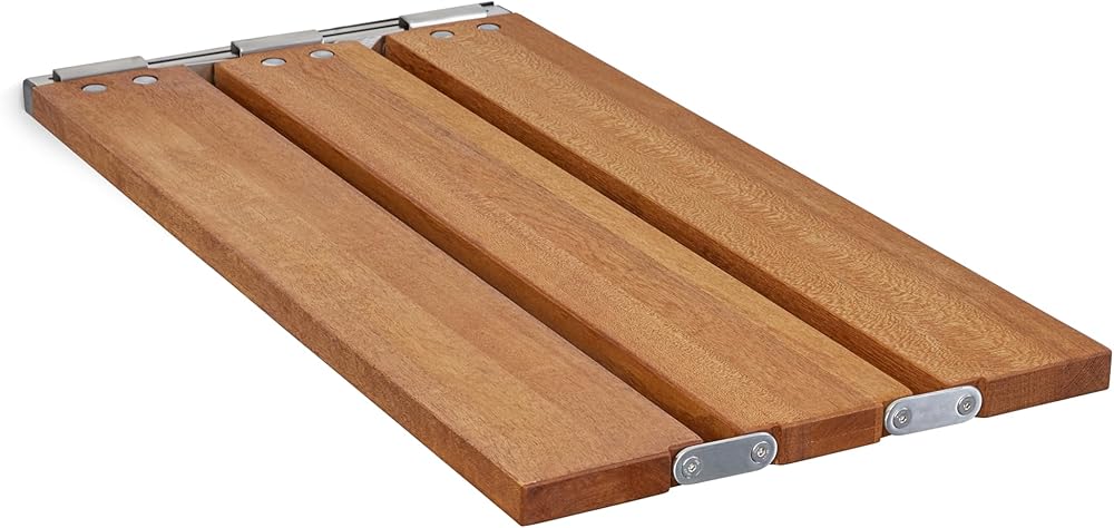29 inch Malibu Removable Tri-Fold Bathtub Bench Seat, Teak Wood