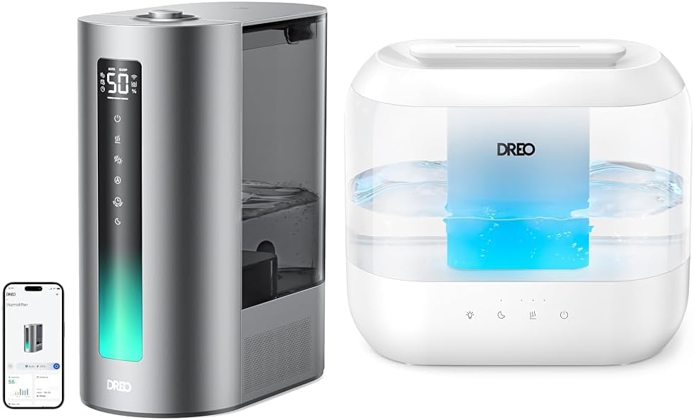 Dreo Smart 6L Humidifier with Warm & Cool Mist, 60hr Runtime & Humidifiers for Bedroom, Top Fill 4L Supersized Cool Mist Humidifier