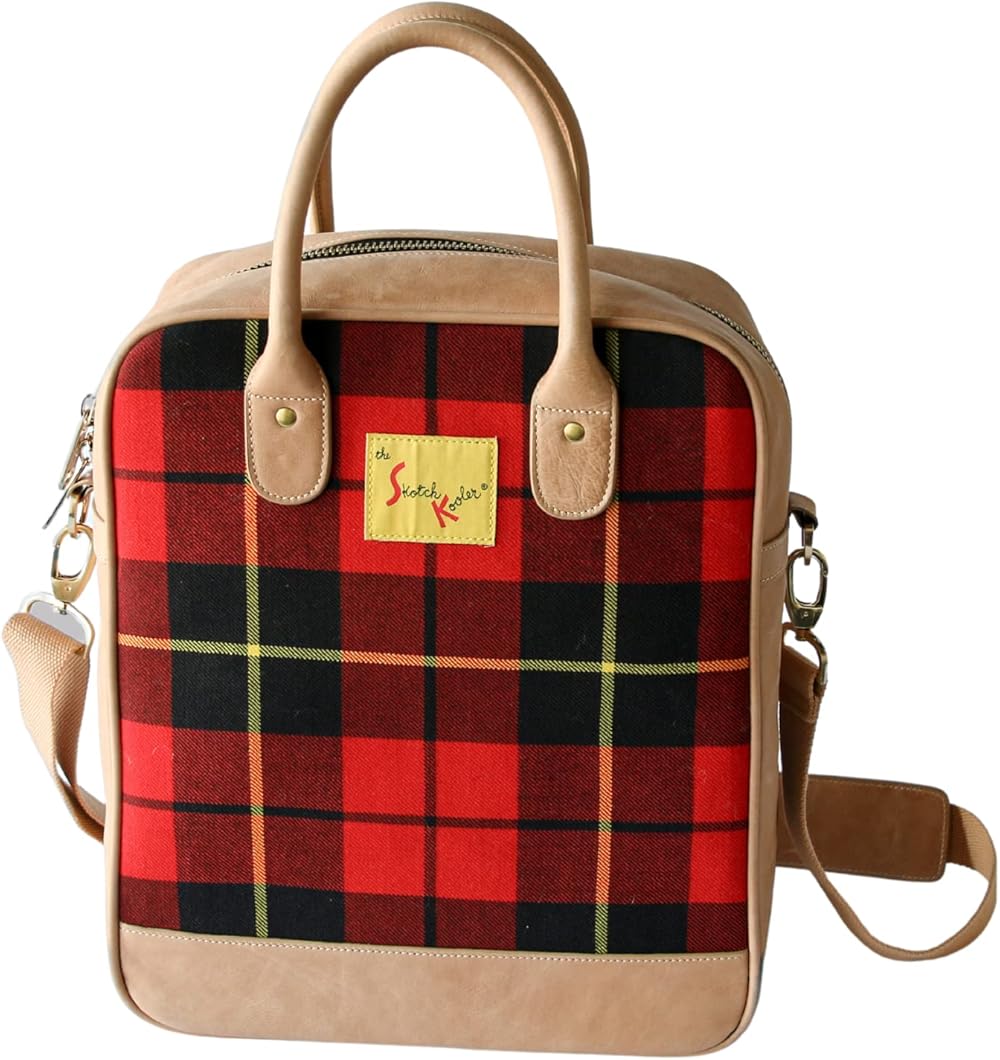 Soft Cooler, Iconic Insulated Cooler Bag, Waterproof & Durable with So Many Premium Features, Classic Scottish Wallace Tartan and Top Grain Leather Trim (13” W x 15” H x 4” D)