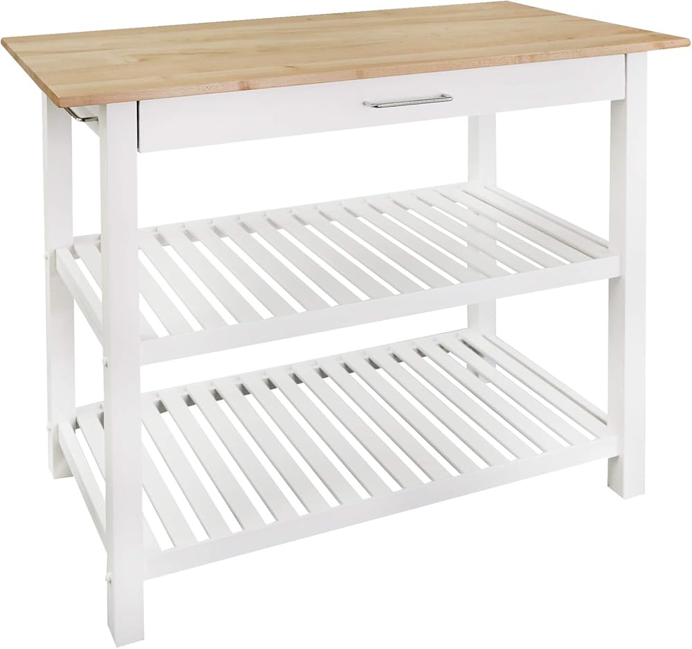Solid Hardwood Top, Natural/White, 40