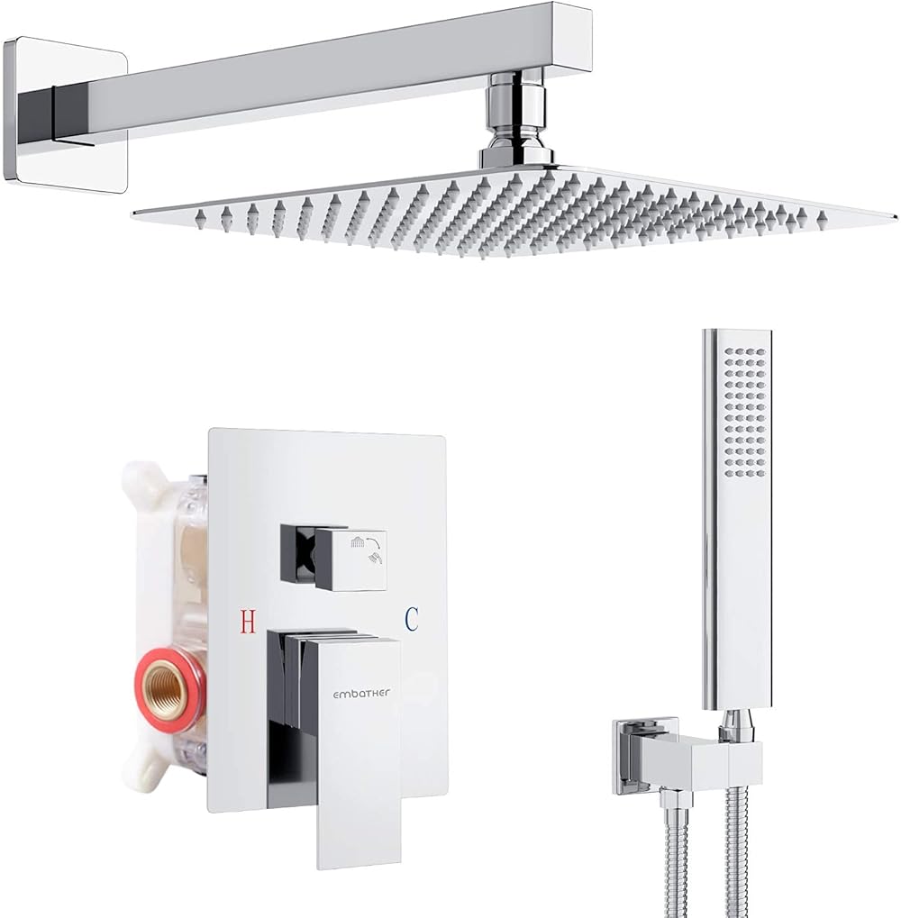 EMBATHER Shower System Chrome Shower Faucet Sets with 12