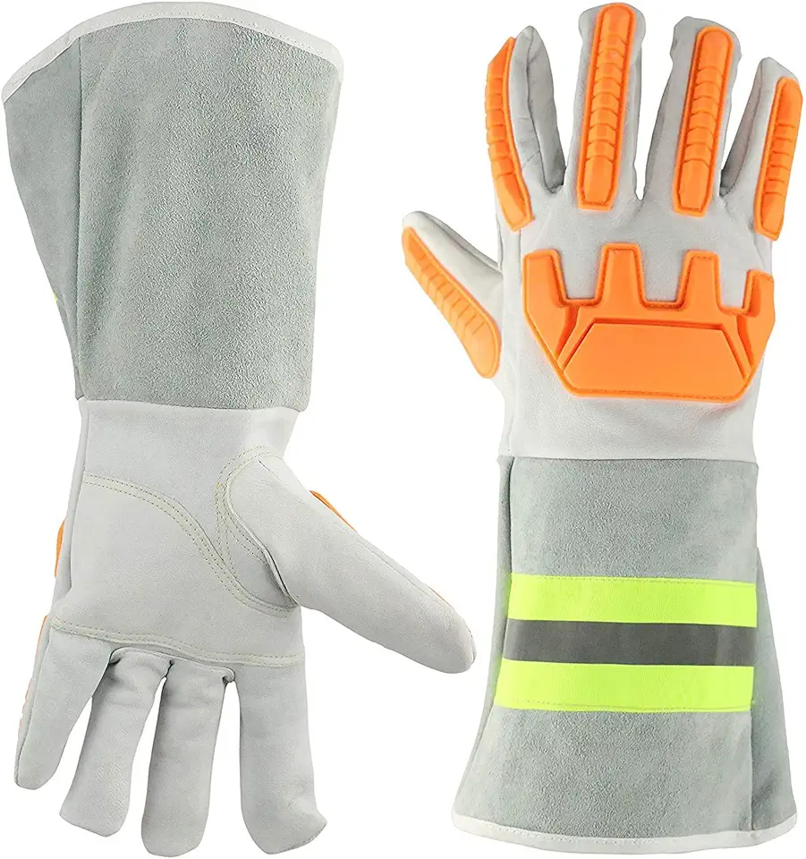 Heat-Resistant Leather Gloves for Welding, Grilling, Oven Safe, Outdoor Cooking Leather, Heat-Resistant Fire