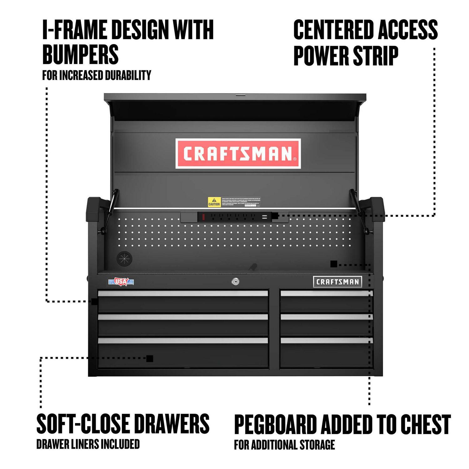 CRAFTSMAN 2000 Series 40.5-in W x 24.7-in H 6-Drawer Steel Tool Chest (Black)