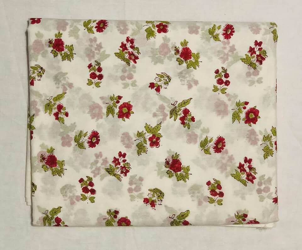 Aashita Creations 100% Cotton by The Yard Fabric I Dressmaking Rug Making Craft Sewing Materiel DIY Floral Print Fabric_1079