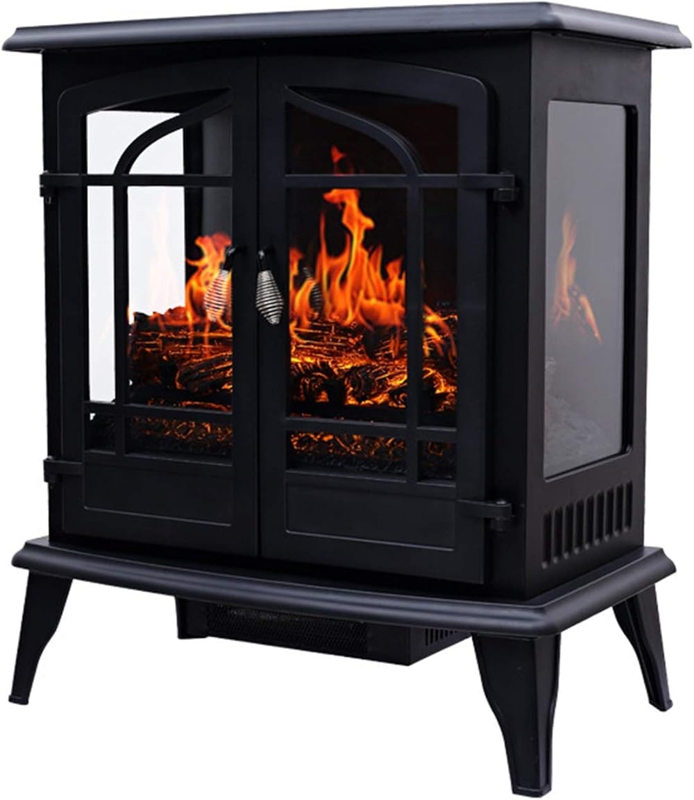 Electric Fireplace Suite Electric Fireplace Stove, Freestanding Fireplace Heater with Realistic Flame, Indoor Electric Stove Heater, Portable, Infrared, Thermostat, Vision