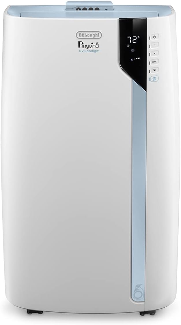 De'Longhi PACEX390UVcare-6AL WH PAC Portable Air Conditioner, Dehumidifier, Fan & UV-Carelight, 14000 BTU + UV CARE, White