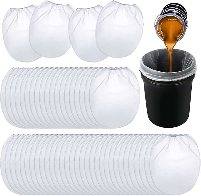 Patelai 500 Pcs 5 Gallon Paint Strainer Bags Regular Fine Mesh/Elastic Top Bag Strainers for Use with Paint Sprayers (White)