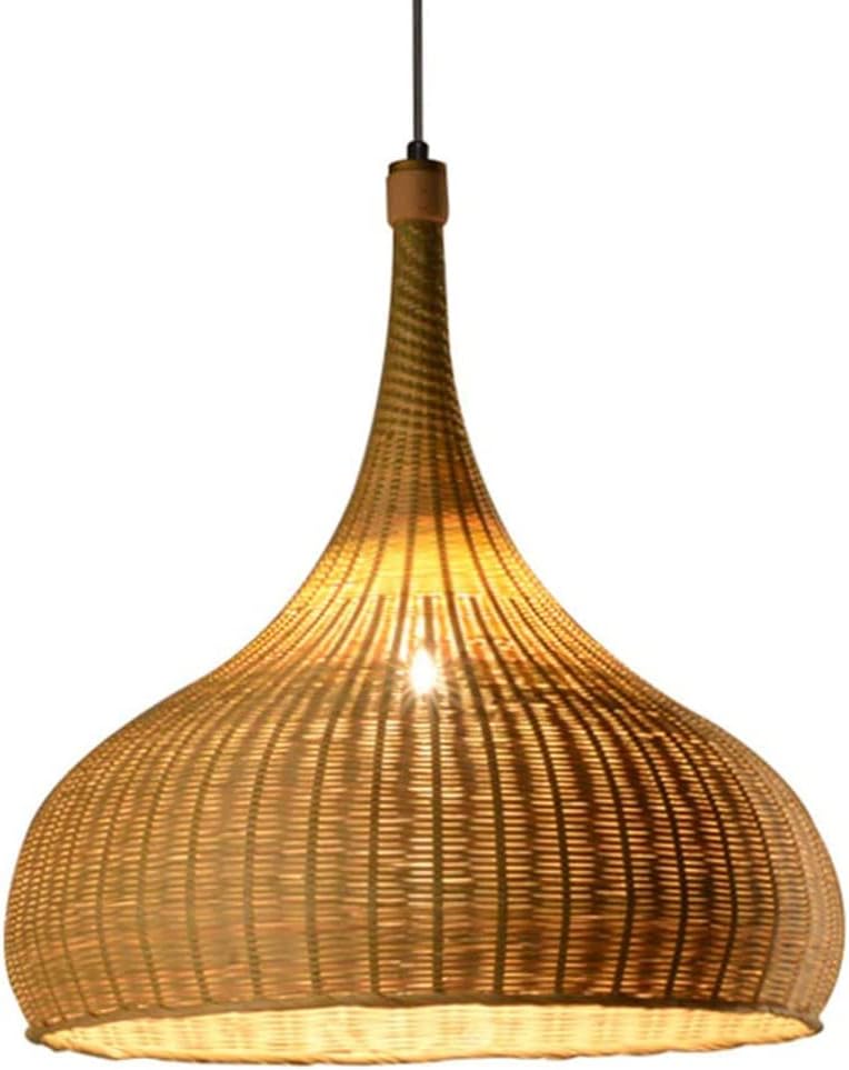 47 * 43cm Bamboo Woven Pendant Light Hand-Woven Large Suspended Chandelier Wicker Light Fixtures Ceiling Bamboo Silk Lamps for Farmhouse Kitchen Island Restaurant