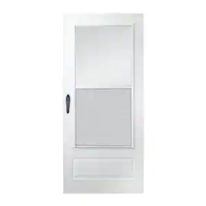 EMCO 100 Series Plus 34 in. x 80 in. White Universal Self-Storing Storm Door with Black Hardware