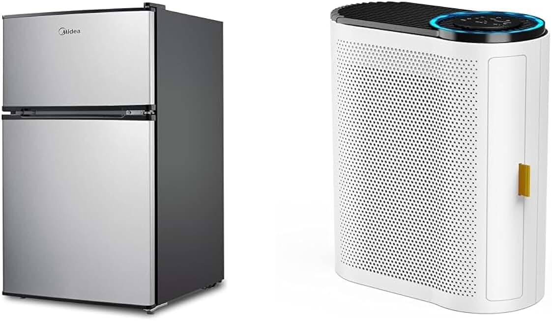 Midea WHD-113FSS1 Compact Refrigerator, 3.1 cu ft, Stainless Steel & AROEVE Air Purifiers for Large Room Up to 1095 Sq Ft Coverage with Air Quality Sensors H13