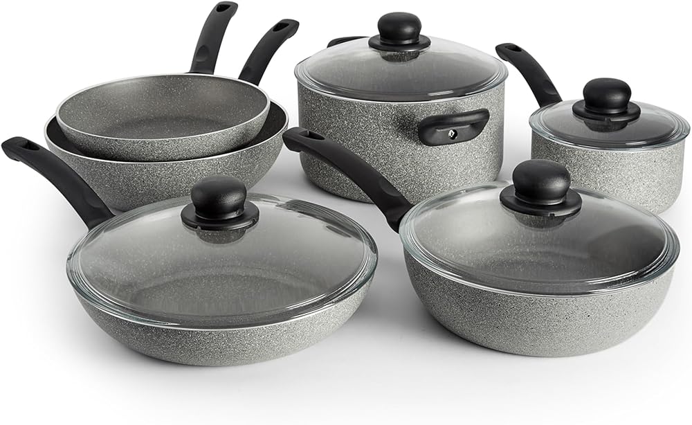 BALLARINI Asti by HENCKELS 10-pc Aluminum Nonstick Cookware Set, Grey