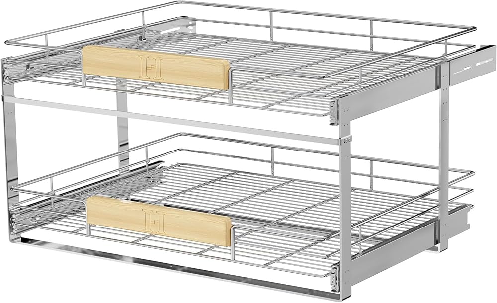 LOVMOR 2 Tier Pull Out Cabinet Organizer 25½